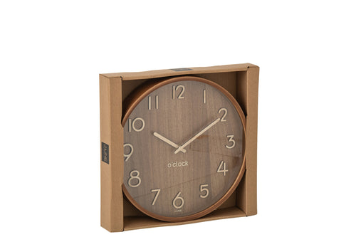 J-Line klok - multiplex/hout - donker naturel - small - Ø 30 cm