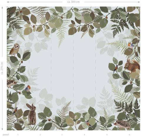 ESTAhome fotobehang bosdieren groen en bruin - 3 x 2,79 m - 159100 - vtwonen shop