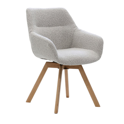 Giga Meubel Eetkamerstoel Loïs - Draaibaar - Stof/Eikenhout - Beige - Set van 2 - vtwonen shop