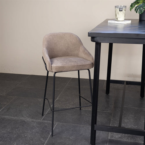 Giga Meubel Barstoel Maxime - Stof - Taupe - Set van 2 - vtwonen shop
