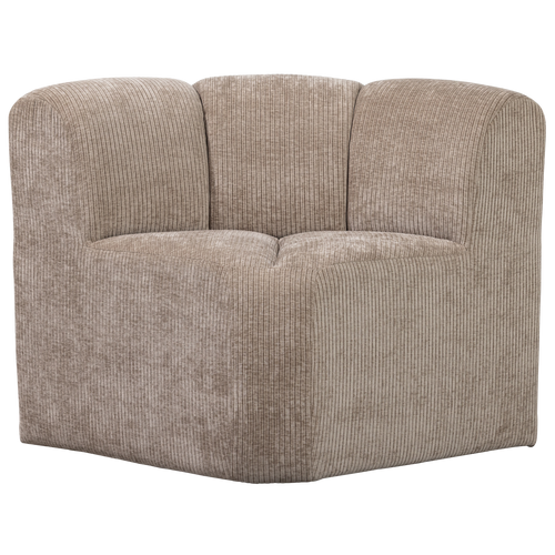 WOOOD eetbankje hoek met rugleuning Mojo - Ribstof - Donker Zand - vtwonen shop