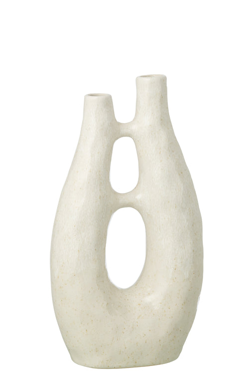 J-Line vaas Jeanne - steengoed - wit - large