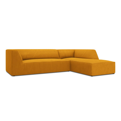 Cosmopolitan Design - Modulaire hoekbank rechts Siena 4-zits, ribfluwelen geel - 180x273x69cm