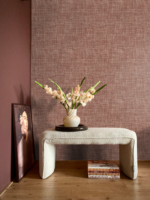Origin Wallcoverings behang geweven linnenstructuur terracotta - 50 x 900 cm - 348050