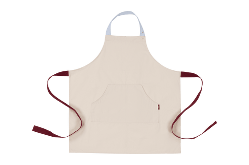 noo.ma Rubi schort - beige, bordeaux & blauw, 100% katoen, verstelbare bandjes