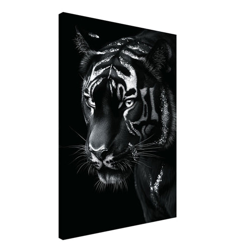 Artfulprints Canvas Tiger portrait canvas - 50x70 cm - Zwart / Wit