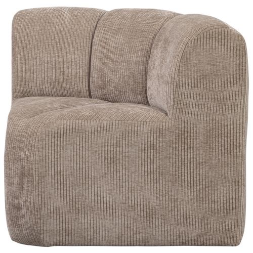 WOOOD eetbankje hoek met rugleuning Mojo - Ribstof - Donker Zand - vtwonen shop