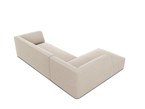 Micadoni linker hoekbank Ruby 4-zits, flueel, beige - 180x273x69cm