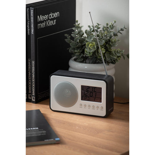 Karlsson wekker FM Radio - zwart - 19.2x6.6x12.5cm - vtwonen shop