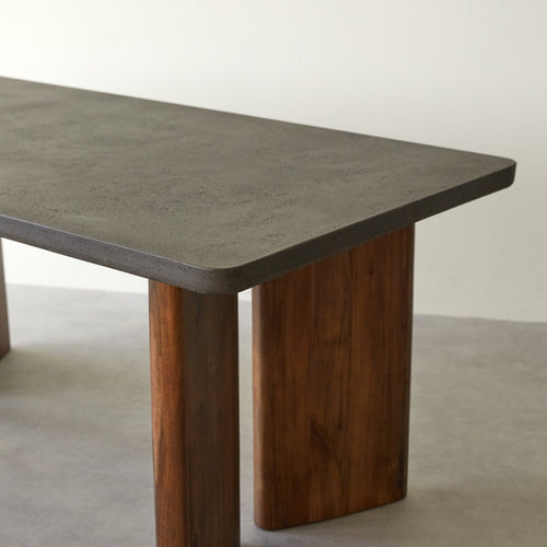 Tikamoon Massief acaciahouten en donkergrijze Cement tuintafel 6/8 pers. - Donkergrijs
