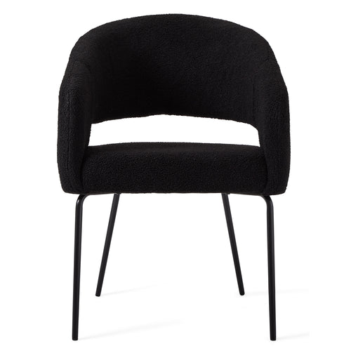 Furnhouse eetkamerstoelen armleuning Natalie - Zwart - Stof (Bouclé) - Set van 2