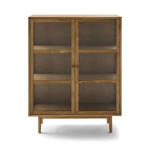 Furnhouse vitrinekast Svendborg - Natuurlijk eikenhout - MDF, Eikenfineer - 40x100x125