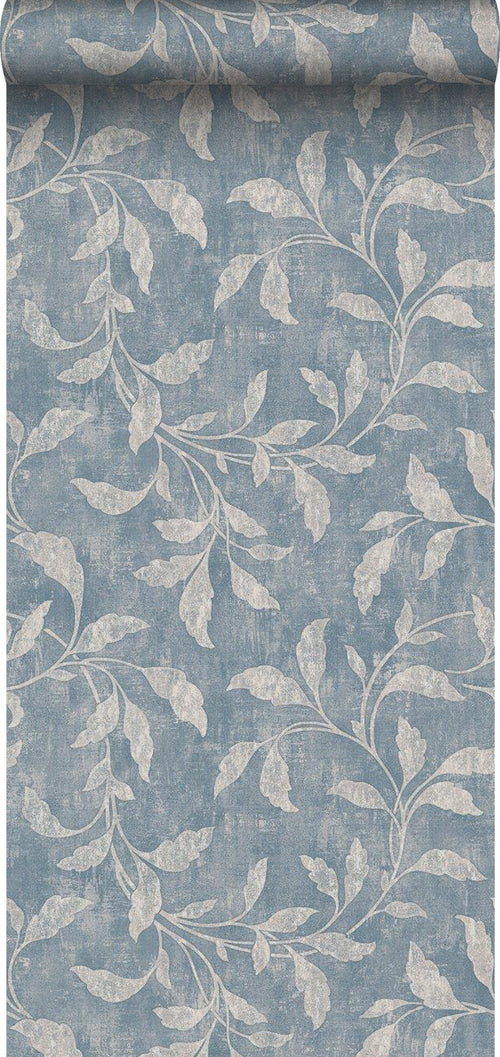 Borastapeter behang bladeren vergrijsd blauw - 53 cm x 10.05 m - 660255 - vtwonen shop