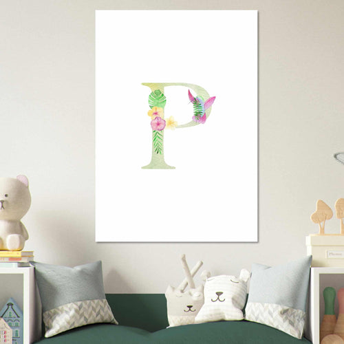Artfulprints  Letter P kindernaam   poster A4 21x29.7 cm - vtwonen shop
