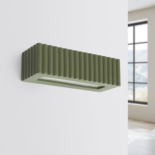 Sollux Lighting Wandlamp keramiek RIGATA olijfgroen - 34x12x10cm