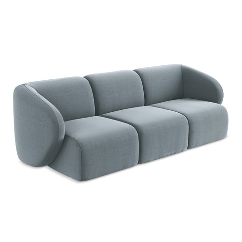 LaMiaSofa 3-zits bank Cervo - velours - lichtblauw - 244x94x75