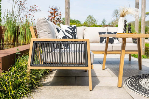 Lounge-diningset - 9-persoons - Decala - aluminium met houtlook