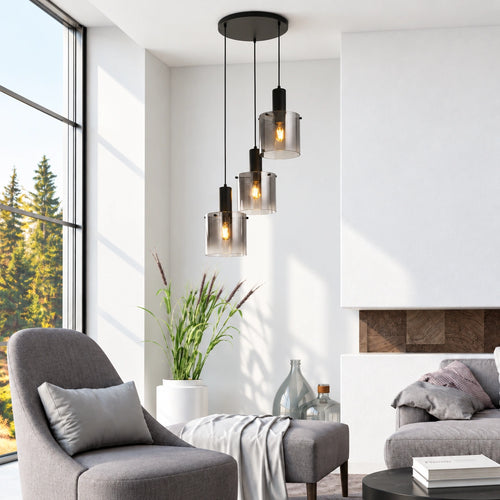 Searchlight hanglamp Sweden - 3 lichts - 47  x 150   cm - zwart