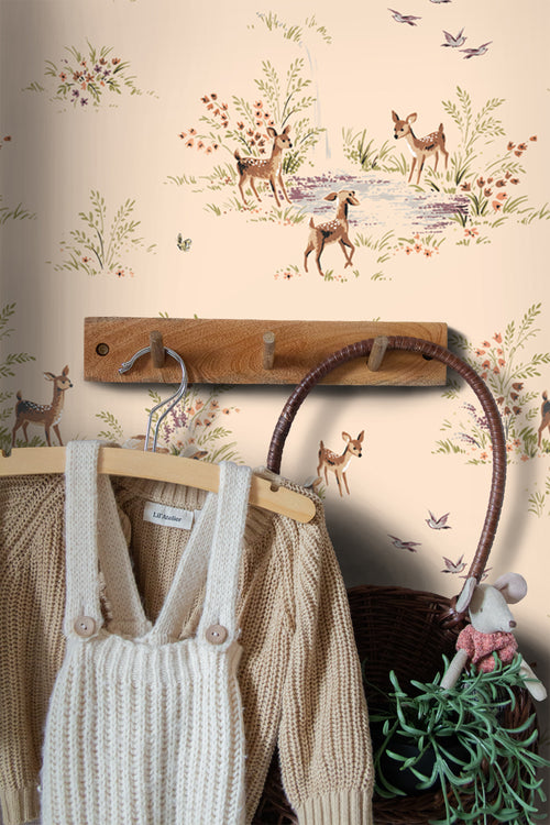 ESTAhome behang hertjes warm beige - 50 x 900 cm - 131430 - vtwonen shop