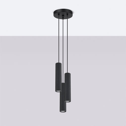 Sollux Lighting Hanglamp KARBON 3P zwart - 19,5x19,5x108cm