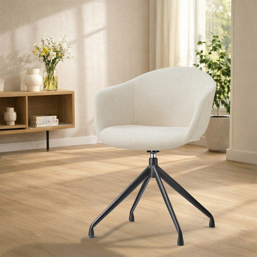 Nolon Nola-Otis Draaibare Eetkamerstoel Cottonbeige - Zwart Onderstel