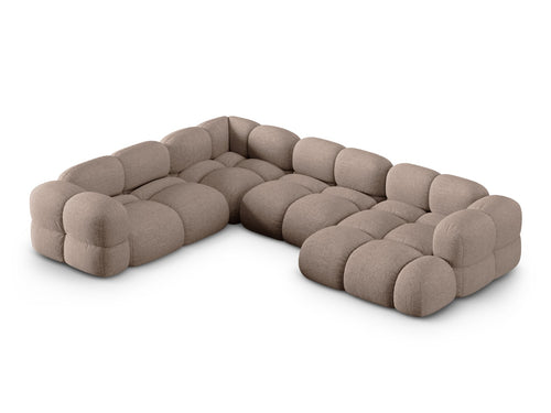Cosmopolitan Design Panoramische hoekbank links Loretto 5-zits, structurele stof cappuccino - 250x345x68cm