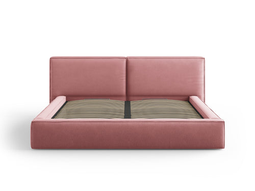 Micadoni Opbergbed met hoofdeinde Jodie 200x200cm, structurele stof, roze - 228x254x108cm