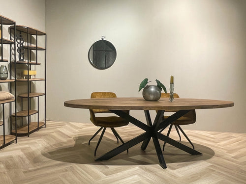 Livingfurn eetkamertafel Rocky Oval - 210 cm - mangohout - vtwonen shop