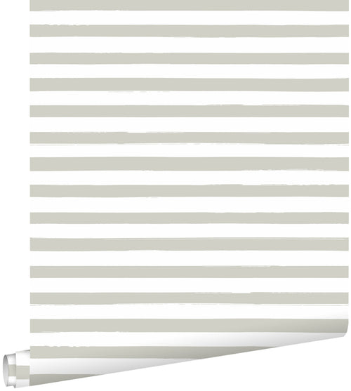 ESTAhome behang geschilderde strepen donker beige en wit - 53 cm x 10.05 m - 138968