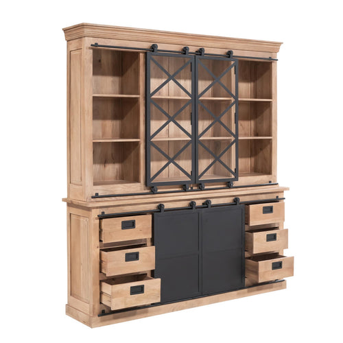 Starfurn Vitrinekast Fresno - Naturel Hout - 200x45x220cm