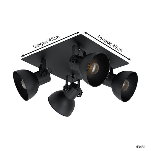 EGLO spot Barnstaple 1 - e27 - 45 cm - zwart - vtwonen shop