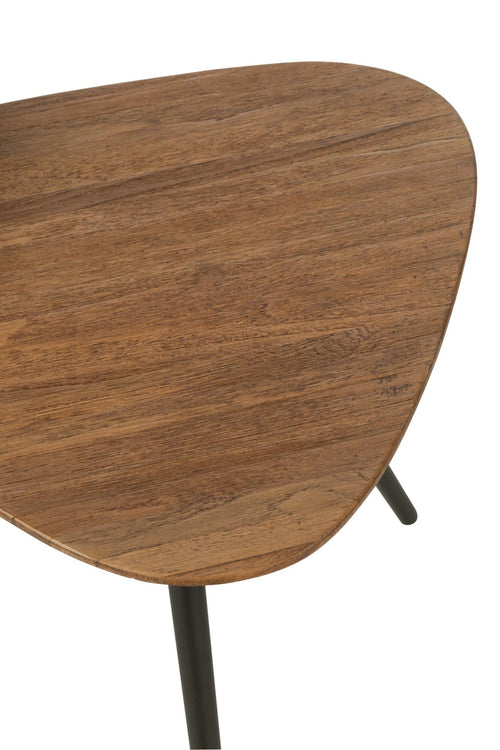 J-Line tafel Driehoek - hout/glas - naturel - set van 2
