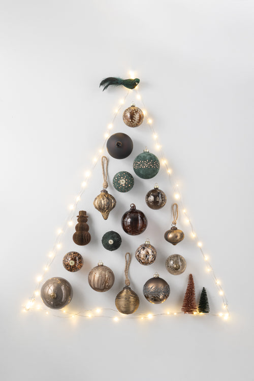J-Line kerstbal Touwen - glas - zwart/brons/grijs - small - doos van 6
