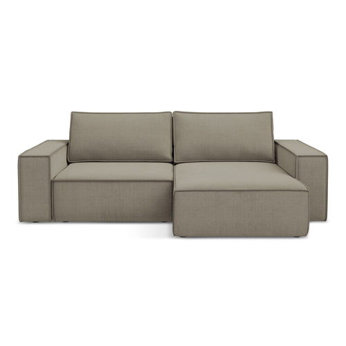 LaMiaSofa hoekbank rechts Livorno - textuurstof - donkerbeige - 257x148x82