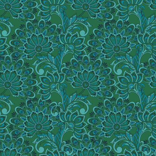 ESTAhome behang vintage bloemen donkergroen - 50 x 900 cm - 131090 - vtwonen shop