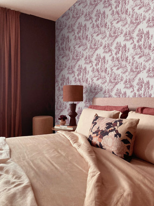 Sanders & Sanders behang toile de jouy print bordeaux rood - 53 cm x 10 m - 641037