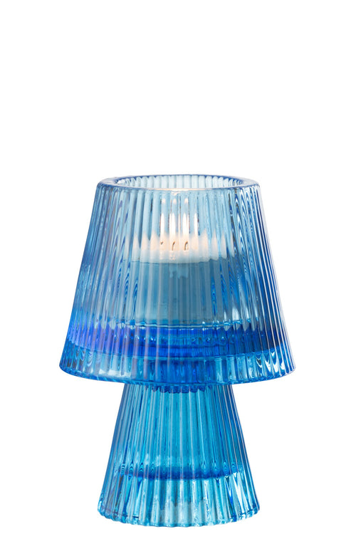 J-Line theelichthouder Hoed - glas - blauw