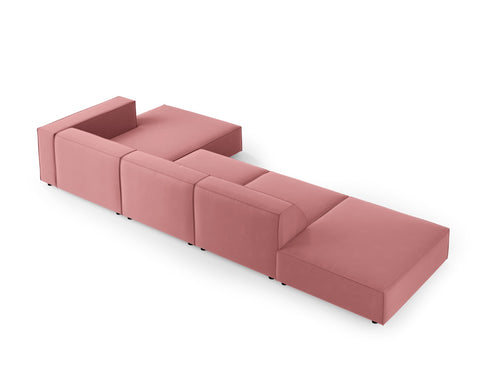 Cosmopolitan Design rechter hoekbank Arendal 5-zits, flueel, zalm - 166x341x70cm