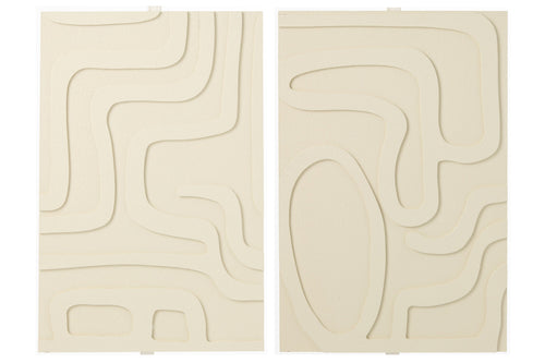 J-Line Wanddecoratie - MDF - wit/goud - assortiment van 2