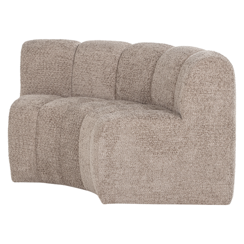 WOOOD eetbank halfronde hoek rugleuning Mojo - Wollig - Donkerzand - 83x152x74