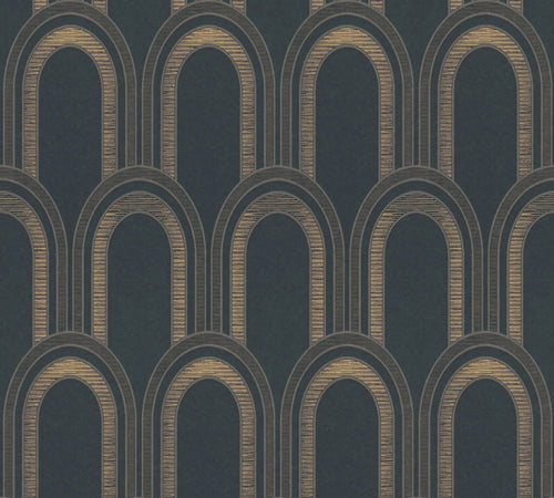 Livingwalls behang art deco motief zwart, beige, goud en metallic - 53 cm x 10.05 m - AS-391762 - vtwonen shop