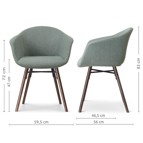 Nolon Nena-Otis Eetkamerstoel Saliegroen - met Armleuning - Walnoot - vtwonen shop