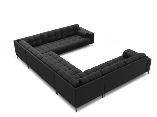 Cosmopolitan Design Panoramische bank Bali 9-zits, structurele stof, donkergrijs - 256x327x75cm