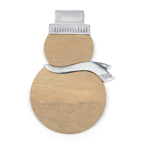 Rivièra Maison Snowman Chopping Board - Mangohout, Aluminium - Naturel - vtwonen shop