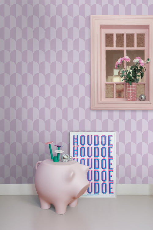 ESTAhome behang art deco bogen lila paars - 53 cm x 10.05 m - 139987 - vtwonen shop