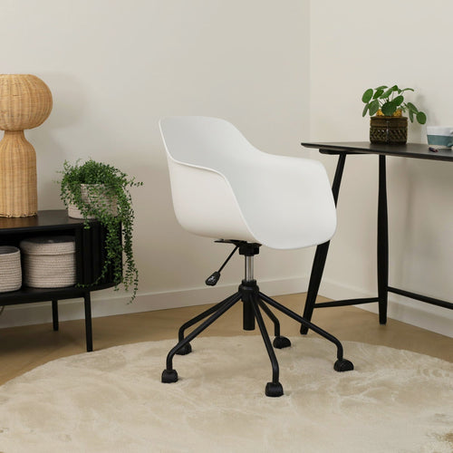 Nolon Nout-Puk Bureaustoel Wit - met Armleuning - Zwart Onderstel - vtwonen shop