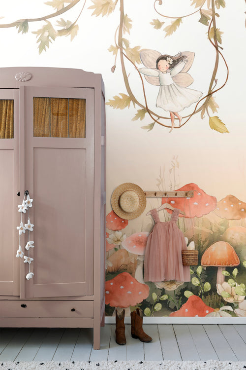 ESTAhome fotobehang elfjes wit, beige, groen en roze - 250 x 279 cm - 159499 - vtwonen shop