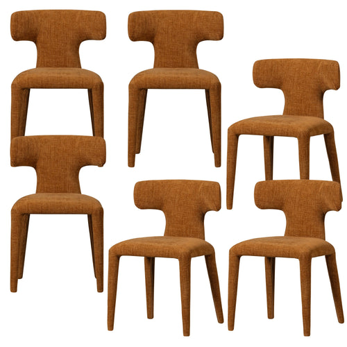 WOOOD eetkamerstoelen Permit - Polyester - Cinnamon - Set van 6