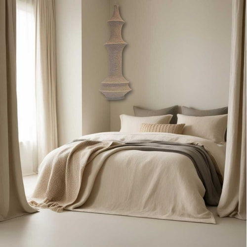 MÔMÉ Hanglamp Farah - taupe - viscose  - Ø 34 cm / H 110 cm - fishnet design - vtwonen shop