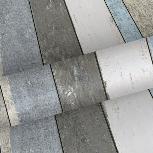 Walls4You behang verweerde houten planken grijs, blauw en beige - 53 cm x 10.05 m - 935286 - vtwonen shop